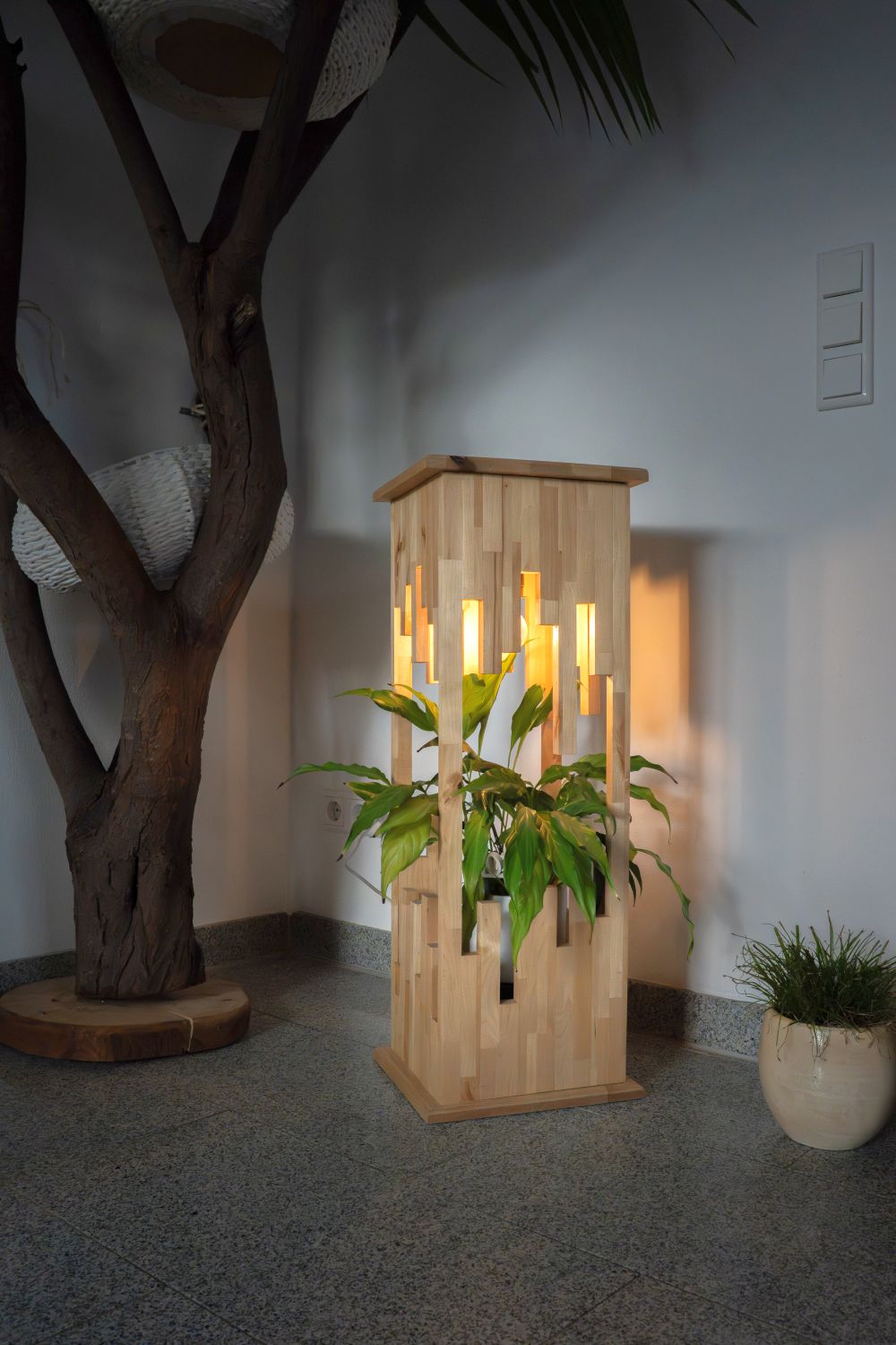  „Handgefertigte Holzlampe Stalaktit aus Buche, 84 cm – Seemannswerk"