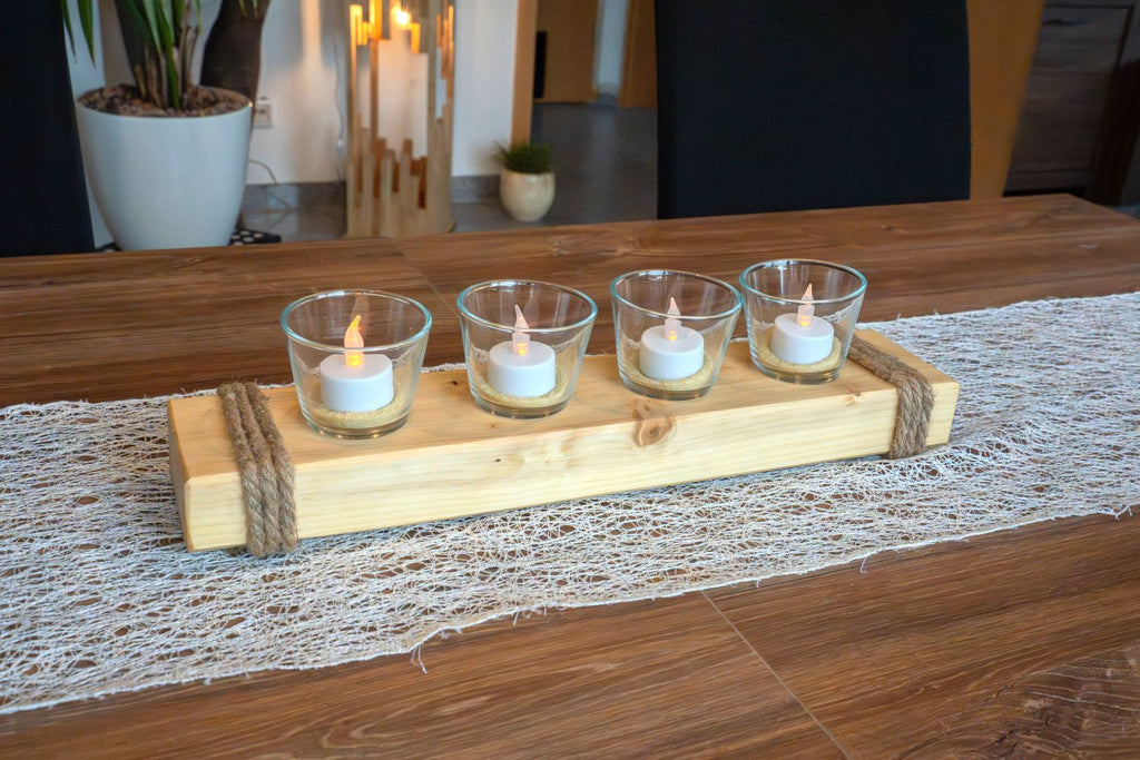 „Rustikale Holz Teelichthalter Set – Unikat aus Hamm | Seemannswerk"